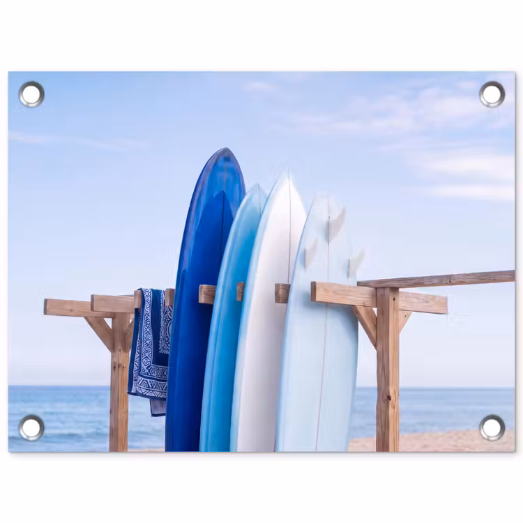 Surfplank - Strand - Zomer - Blauw - Water tuinposter los doek klein -3d