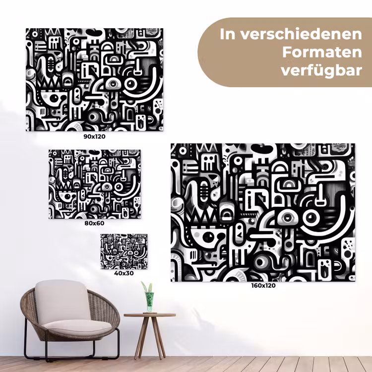 Symbolen - Abstract - Grafisch - Zwart tuinposter los doek klein -Xsfeer9_DE