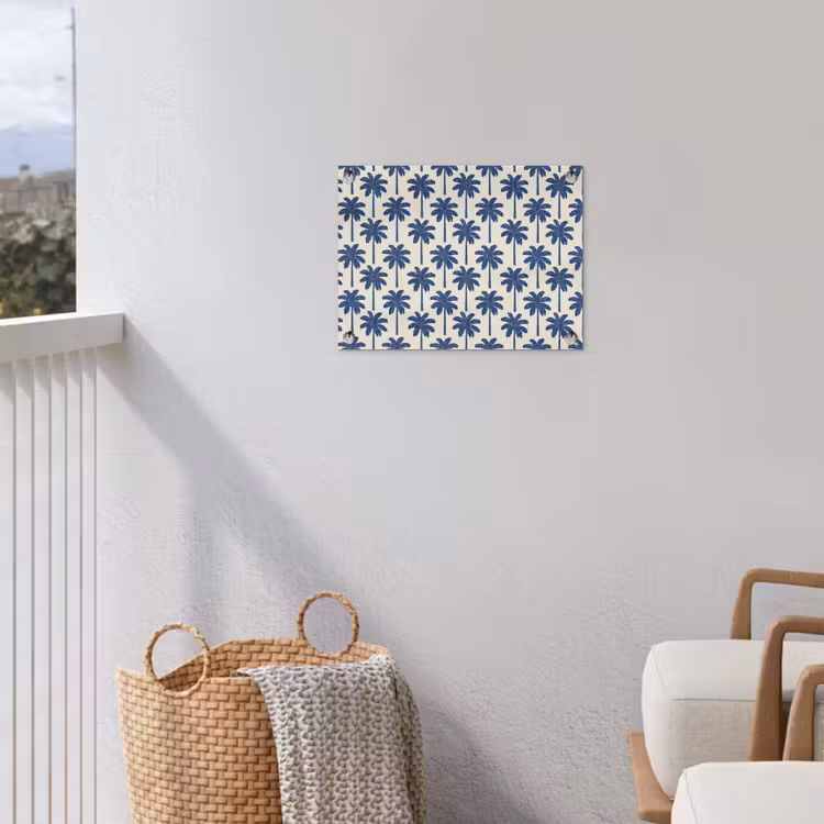 Symmetrisch - Palm - Blauw tuinposter los doek klein 239 -sfeer8
