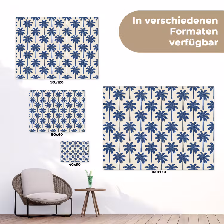 Symmetrisch - Palm - Blauw tuinposter los doek klein 239 -Xsfeer9_DE