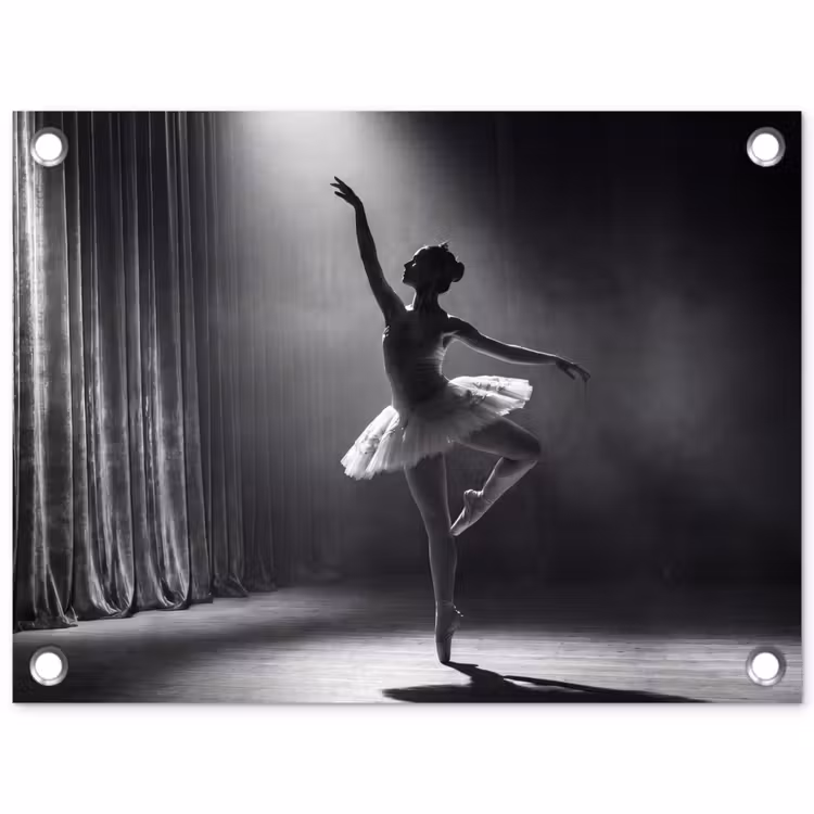 Danser - Podium - Zwart-wit - Kunst - Klassiek tuinposter los doek klein -3d