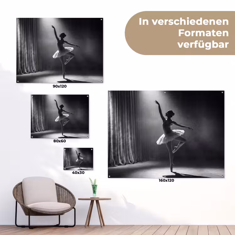 Danser - Podium - Zwart-wit - Kunst - Klassiek tuinposter los doek klein -Xsfeer9_DE