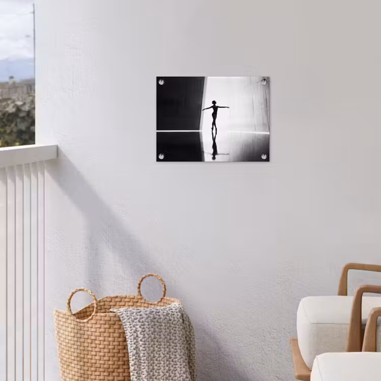 Danser - Silhouette - Kunst - Modern - Zwart-wit tuinposter los doek klein -sfeer8