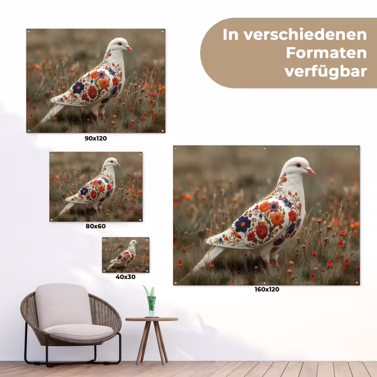 Duif - Bloemen - Natuur tuinposter los doek klein -Xsfeer9_DE