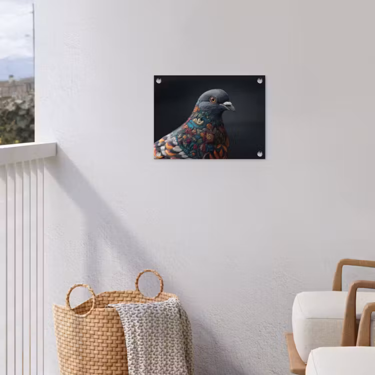 Duif - Bloemen - Zwart tuinposter los doek klein -sfeer8