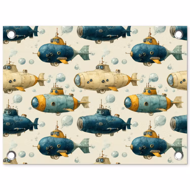 Duikboot - Fantasie - Kleurrijk tuinposter los doek klein 239 -3d