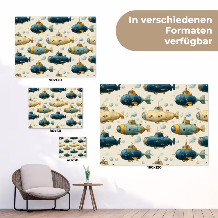 Duikboot - Fantasie - Kleurrijk tuinposter los doek klein 239 -Xsfeer9_DE