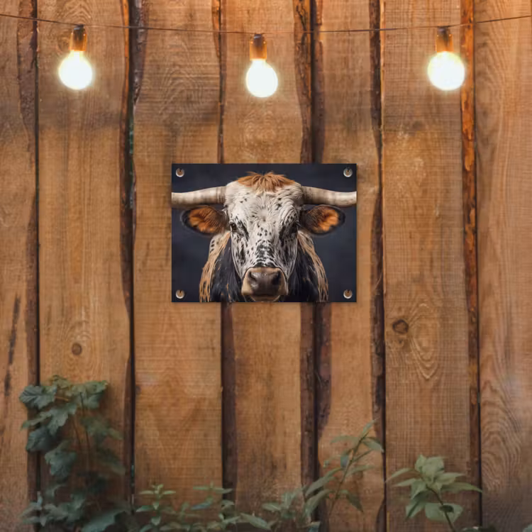 Stier - Kleurrijk - Hoorns tuinposter los doek klein -sfeer1