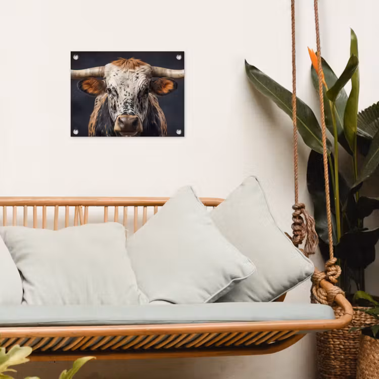 Stier - Kleurrijk - Hoorns tuinposter los doek klein -sfeer7