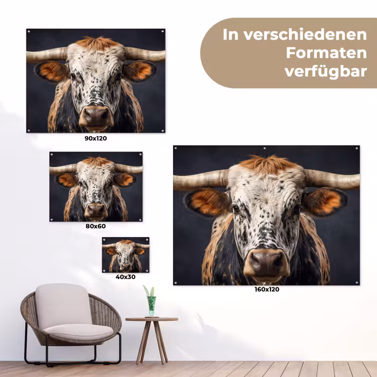 Stier - Kleurrijk - Hoorns tuinposter los doek klein -Xsfeer9_DE