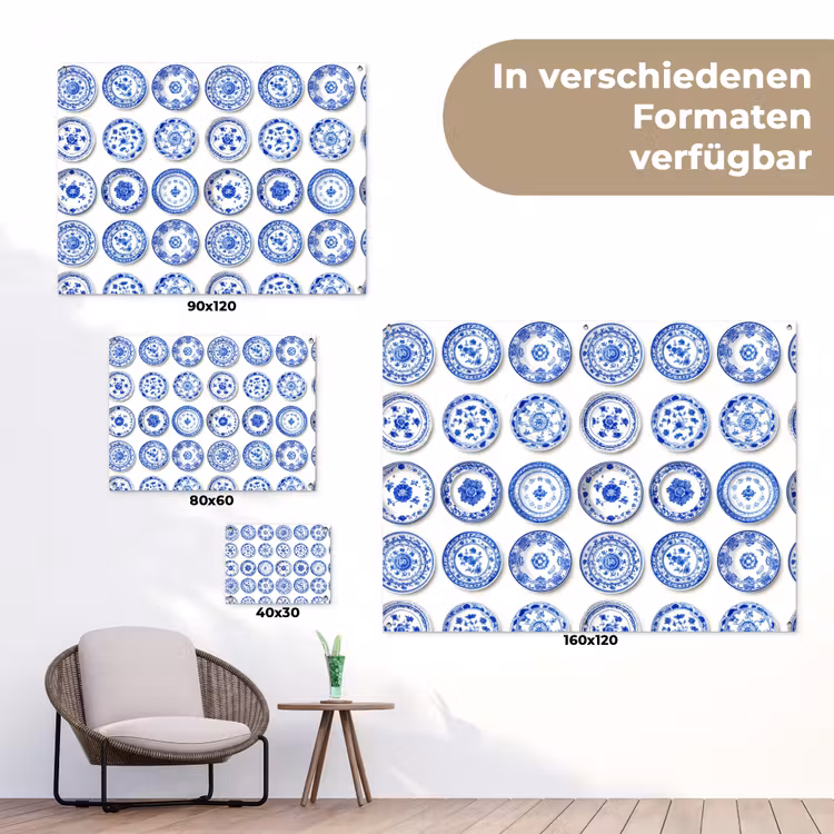 Borden - Bloemen - Patroon - Blauw tuinposter los doek klein 239 -Xsfeer9_DE