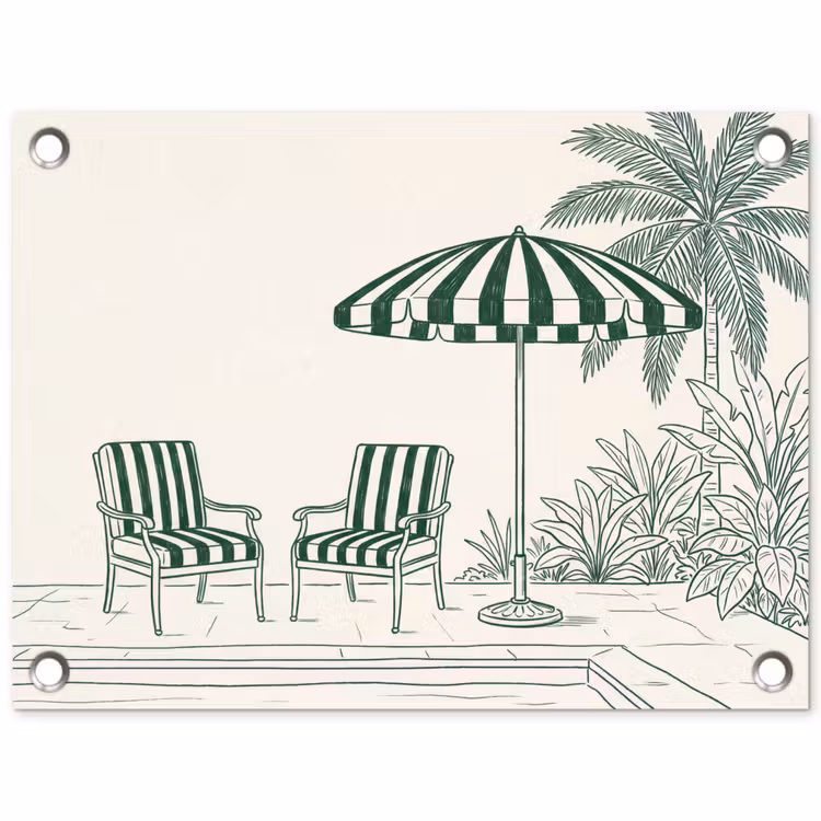 Terras - Illustratie - Groen tuinposter los doek klein -3d