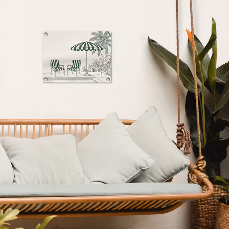 Terras - Illustratie - Groen tuinposter los doek klein -sfeer7