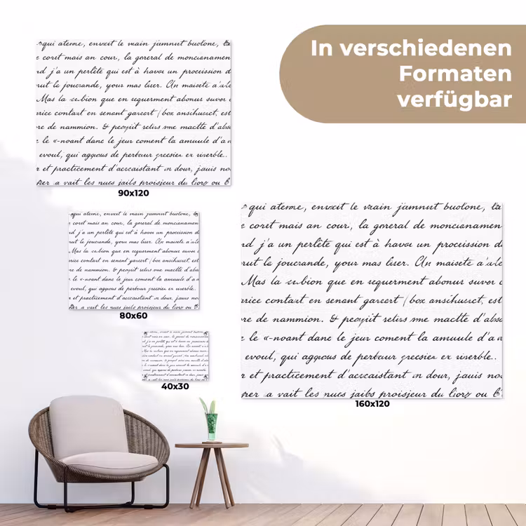 Tekst - Handschrift - Klassiek - ZwartWit tuinposter los doek klein -Xsfeer9_DE