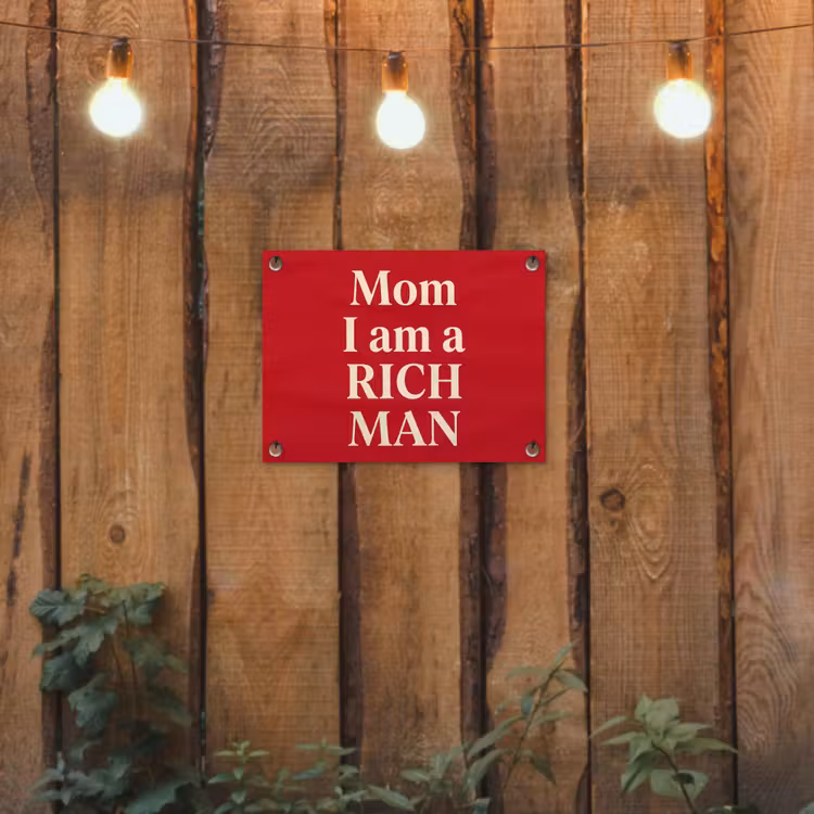 Tekst - Rijkdom - Motivatie - Rood - Modern tuinposter los doek klein -sfeer1