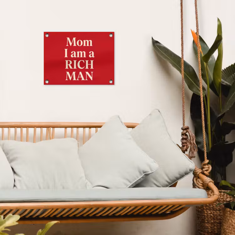 Tekst - Rijkdom - Motivatie - Rood - Modern tuinposter los doek klein -sfeer7