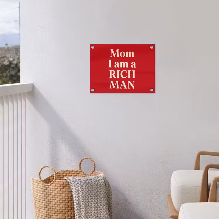 Tekst - Rijkdom - Motivatie - Rood - Modern tuinposter los doek klein -sfeer8