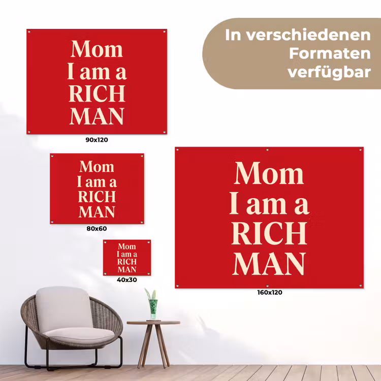 Tekst - Rijkdom - Motivatie - Rood - Modern tuinposter los doek klein -Xsfeer9_DE