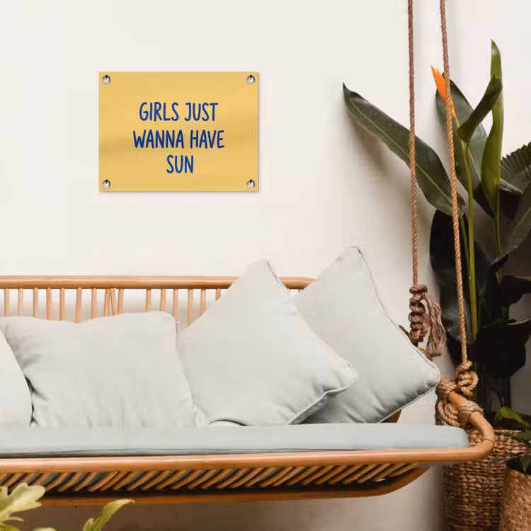 Tekst - Zon - Zomer - Modern - Geel tuinposter los doek klein -sfeer7