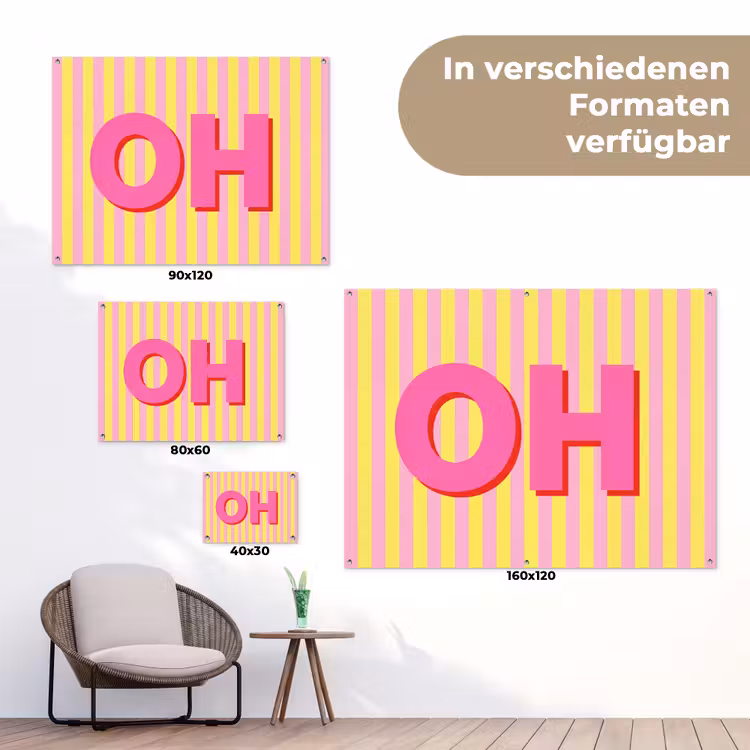 Tekst - Strepen - Roze tuinposter los doek klein -Xsfeer9_DE