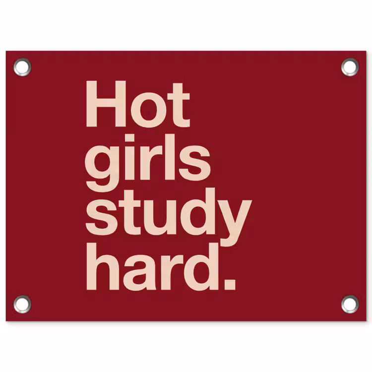 Tekst - Studie - Motivatie - Modern - Rood tuinposter los doek klein -3d