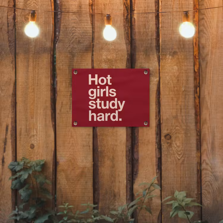 Tekst - Studie - Motivatie - Modern - Rood tuinposter los doek klein -sfeer1