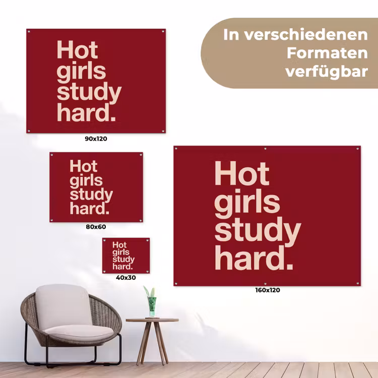 Tekst - Studie - Motivatie - Modern - Rood tuinposter los doek klein -Xsfeer9_DE