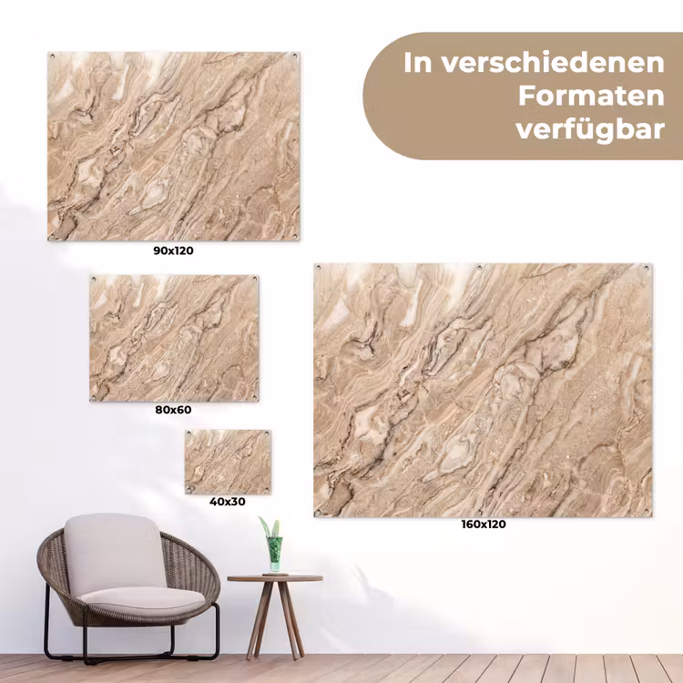 Textuur - Aders - Abstract - Modern - Beige tuinposter los doek klein -Xsfeer9_DE