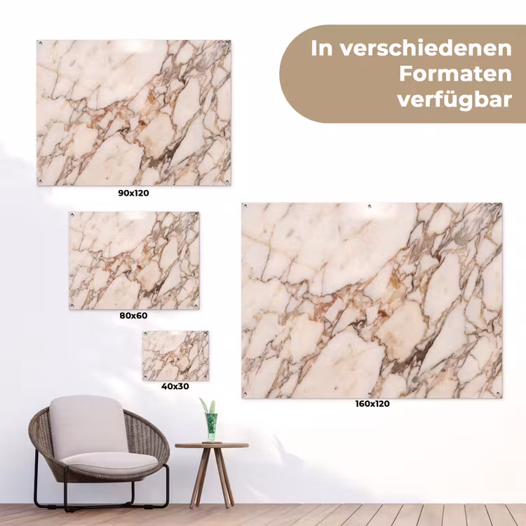 Textuur - Gesteente - Aderen - Abstract - Wit tuinposter los doek klein -Xsfeer9_DE