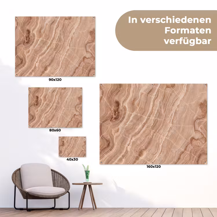 Textuur - Golvend - Abstract - Warm - Bruin tuinposter los doek klein -Xsfeer9_DE