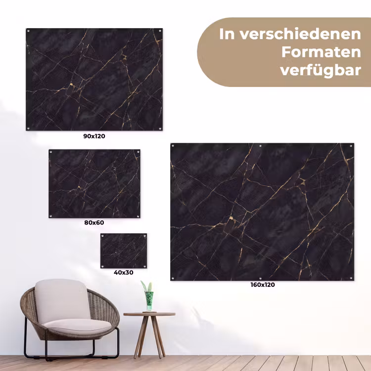 Textuur - Gouden lijnen - Abstract - Modern - Zwart tuinposter los doek klein -Xsfeer9_DE