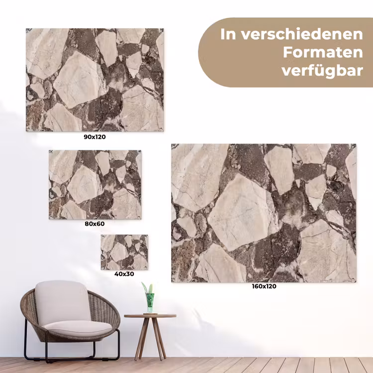 Textuur - Marmer - Abstract - Beige - Bruin tuinposter los doek klein -Xsfeer9_DE
