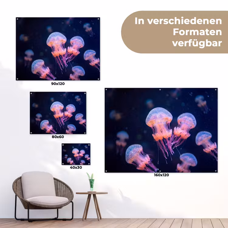 Dier - Onderwater - Natuur - Roze - Mysterieus tuinposter los doek klein -Xsfeer9_DE