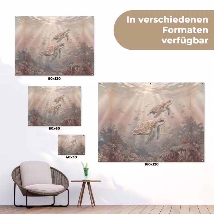 Dier - Onderwater - Oceaan - Illustratie - Zeeleven tuinposter los doek klein -Xsfeer9_DE