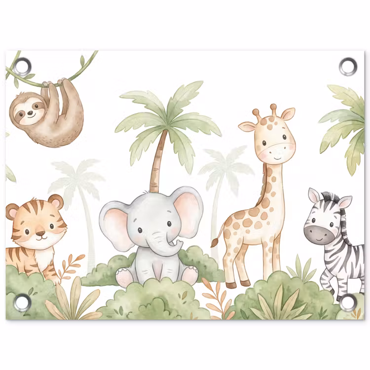 Dieren - Jungle - Pastel tuinposter los doek klein -3d