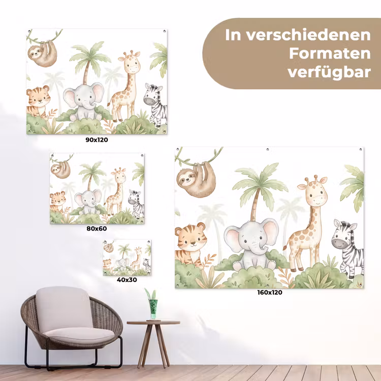 Dieren - Jungle - Pastel tuinposter los doek klein -Xsfeer9_DE