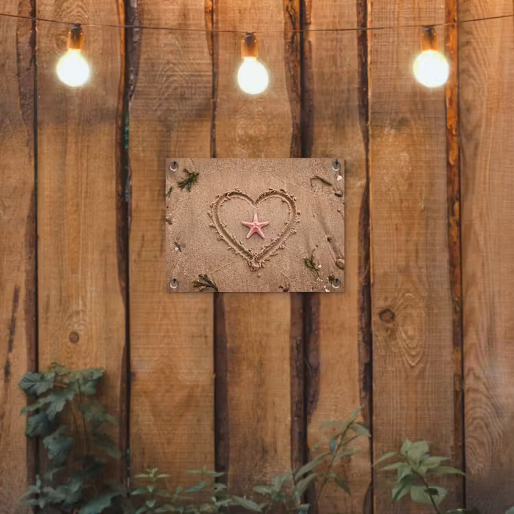 Dieren - Hart - Strand - Zand - Roze tuinposter los doek klein -sfeer1