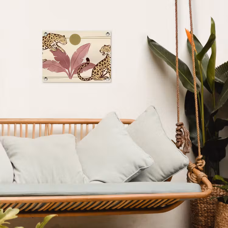 Dieren - Kat - Jungle - Illustratie - Beige tuinposter los doek klein -sfeer7