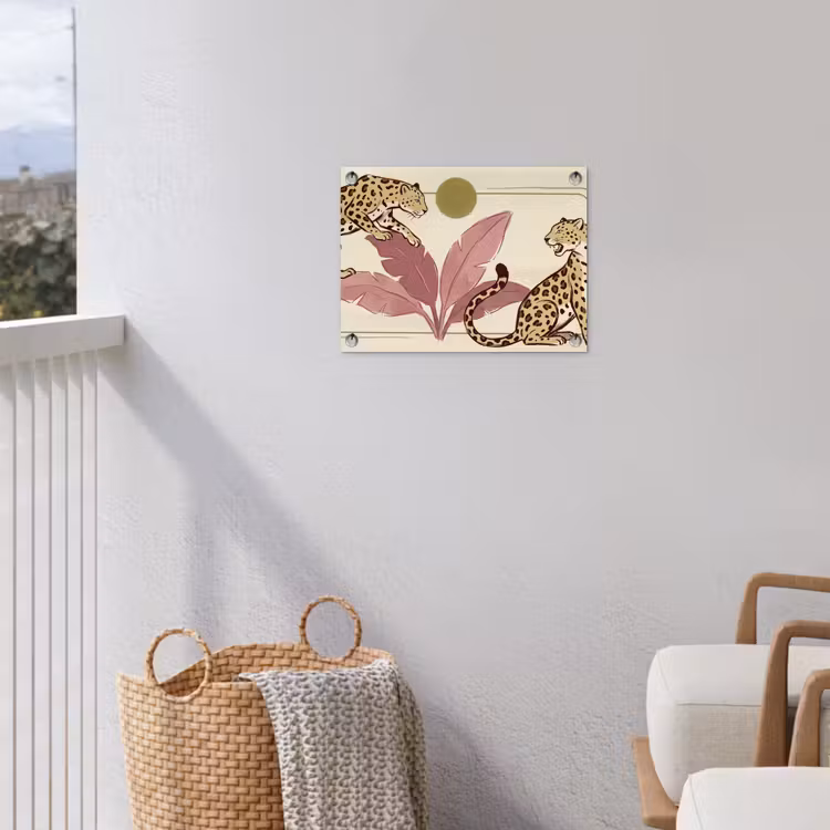 Dieren - Kat - Jungle - Illustratie - Beige tuinposter los doek klein -sfeer8
