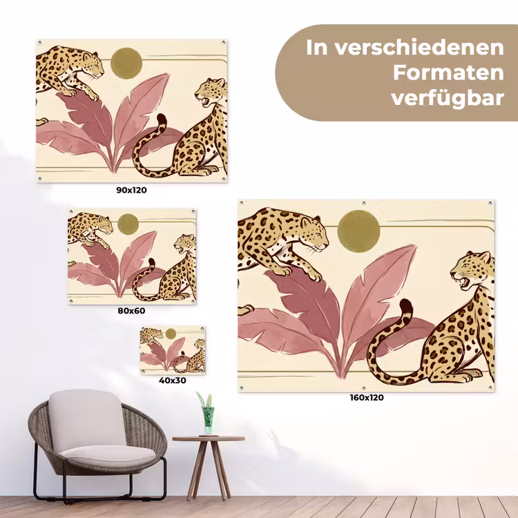 Dieren - Kat - Jungle - Illustratie - Beige tuinposter los doek klein -Xsfeer9_DE