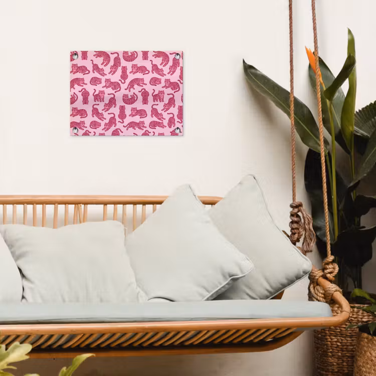 Dieren - Patroon - Roze - Speels - Cartoon tuinposter los doek klein -sfeer7