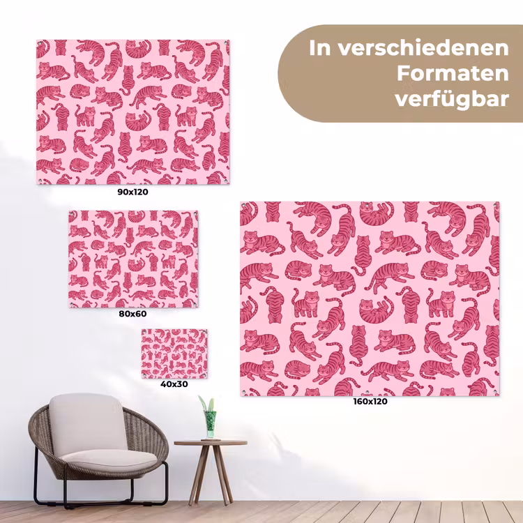 Dieren - Patroon - Roze - Speels - Cartoon tuinposter los doek klein -Xsfeer9_DE