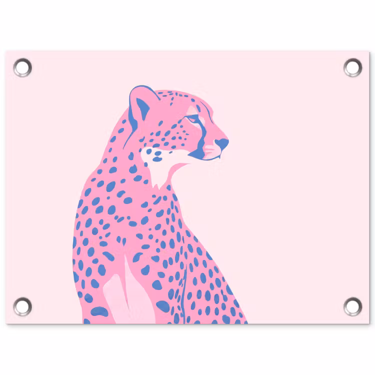 Dieren - Profiel - Abstract - Roze - Blauw tuinposter los doek klein -3d