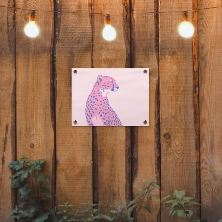 Dieren - Profiel - Abstract - Roze - Blauw tuinposter los doek klein -sfeer1