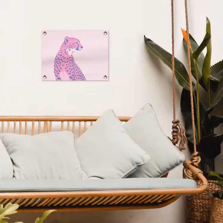 Dieren - Profiel - Abstract - Roze - Blauw tuinposter los doek klein -sfeer7