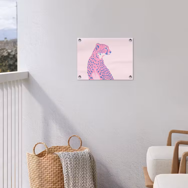 Dieren - Profiel - Abstract - Roze - Blauw tuinposter los doek klein -sfeer8