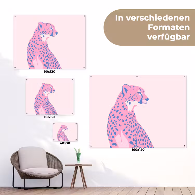 Dieren - Profiel - Abstract - Roze - Blauw tuinposter los doek klein -Xsfeer9_DE