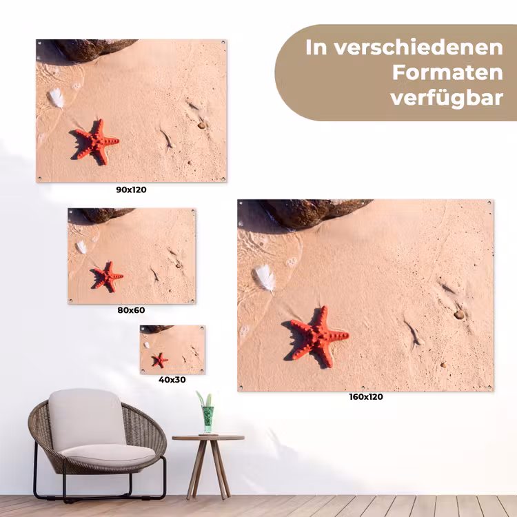 Dieren - Strand - Zee - Natuur - Rood tuinposter los doek klein -Xsfeer9_DE