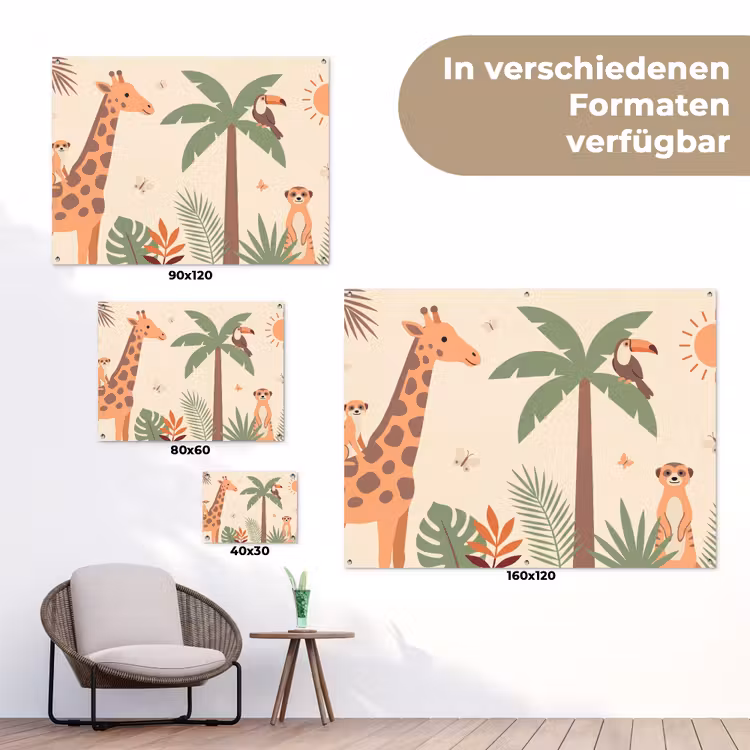 Dieren - Tropisch - Safari - Kleurrijk tuinposter los doek klein -Xsfeer9_DE
