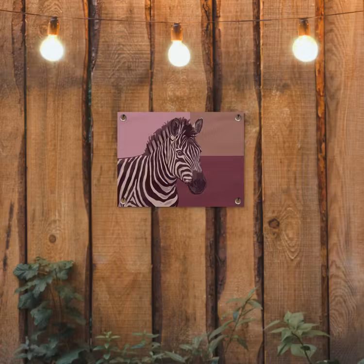 Dieren - Zebrahoofd - Wildlife - Modern - Bruin tuinposter los doek klein -sfeer1